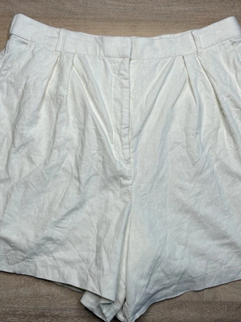 Abercrombie Sloane Tailored Pleated Linen Blend Shorts White Size Large 5"